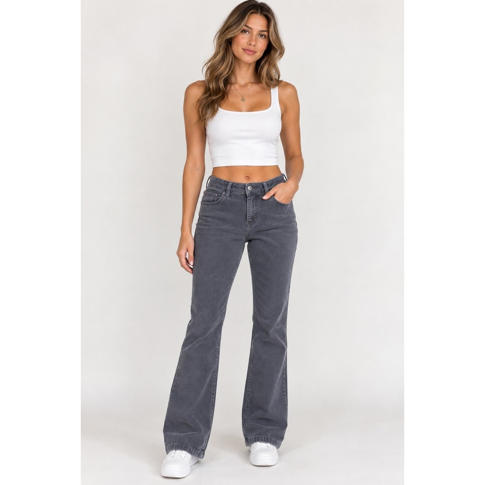 Jag Jeans Gray Corduroy Stretch Pants Size 8 Straight Leg Mid Rise J1511-70